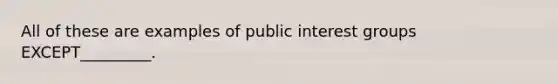 All of these are examples of public interest groups EXCEPT_________.