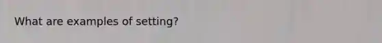 What are examples of setting?