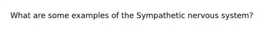 What are some examples of the Sympathetic nervous system?