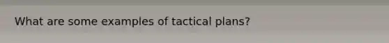 What are some examples of tactical plans?