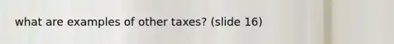 what are examples of other taxes? (slide 16)