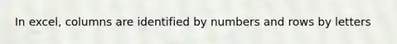 In excel, columns are identified by numbers and rows by letters
