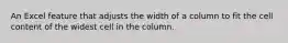 An Excel feature that adjusts the width of a column to fit the cell content of the widest cell in the column.