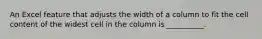 An Excel feature that adjusts the width of a column to fit the cell content of the widest cell in the column is __________.