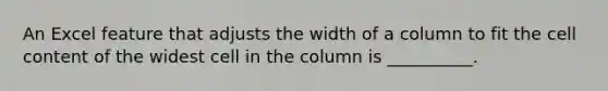 An Excel feature that adjusts the width of a column to fit the cell content of the widest cell in the column is __________.