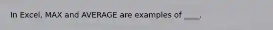 In Excel, MAX and AVERAGE are examples of ____.