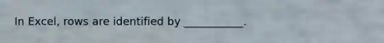 In Excel, rows are identified by ___________.