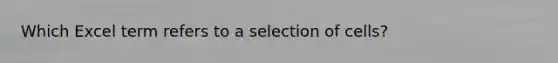 Which Excel term refers to a selection of cells?