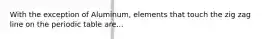 With the exception of Aluminum, elements that touch the zig zag line on the periodic table are...