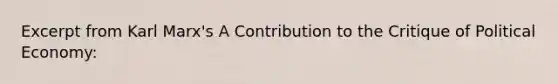 Excerpt from Karl Marx's A Contribution to the Critique of Political Economy: