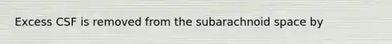 Excess CSF is removed from the subarachnoid space by