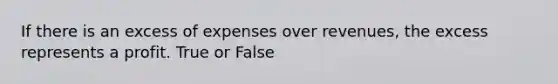 If there is an excess of expenses over revenues, the excess represents a profit. True or False