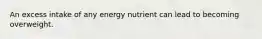 An excess intake of any energy nutrient can lead to becoming overweight.