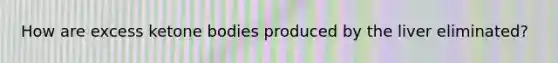 How are excess ketone bodies produced by the liver eliminated?