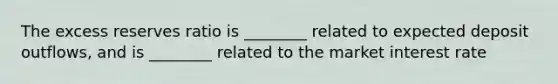 The excess reserves ratio is ________ related to expected deposit outflows, and is ________ related to the market interest rate