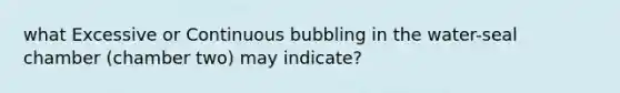 what Excessive or Continuous bubbling in the water-seal chamber (chamber two) may indicate?