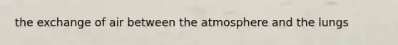 the exchange of air between the atmosphere and the lungs