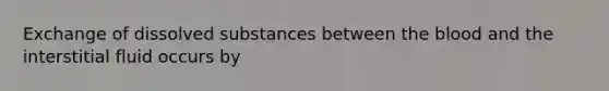 Exchange of dissolved substances between the blood and the interstitial fluid occurs by