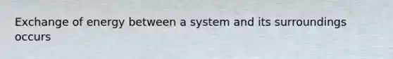 Exchange of energy between a system and its surroundings occurs