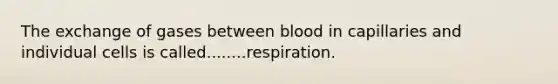 The exchange of gases between blood in capillaries and individual cells is called........respiration.