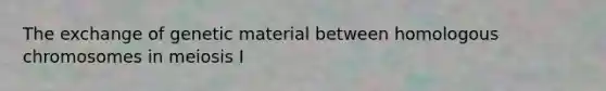 The exchange of genetic material between homologous chromosomes in meiosis I