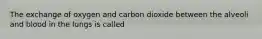 The exchange of oxygen and carbon dioxide between the alveoli and blood in the lungs is called