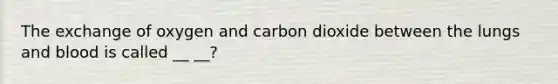 The exchange of oxygen and carbon dioxide between the lungs and blood is called __ __?