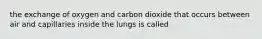 the exchange of oxygen and carbon dioxide that occurs between air and capillaries inside the lungs is called