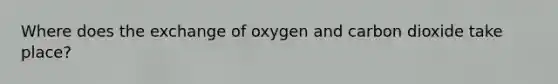 Where does the exchange of oxygen and carbon dioxide take​ place?