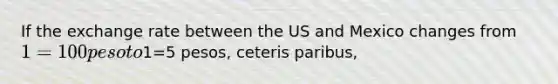 If the exchange rate between the US and Mexico changes from 1=100 peso to1=5 pesos, ceteris paribus,