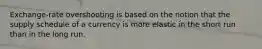 Exchange-rate overshooting is based on the notion that the supply schedule of a currency is more elastic in the short run than in the long run.