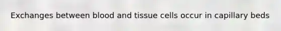 Exchanges between blood and tissue cells occur in capillary beds