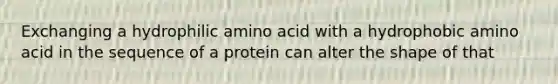 Exchanging a hydrophilic amino acid with a hydrophobic amino acid in the sequence of a protein can alter the shape of that