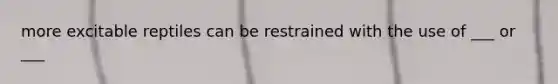 more excitable reptiles can be restrained with the use of ___ or ___