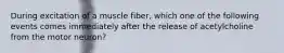 During excitation of a muscle fiber, which one of the following events comes immediately after the release of acetylcholine from the motor neuron?