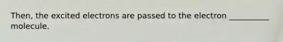 Then, the excited electrons are passed to the electron __________ molecule.