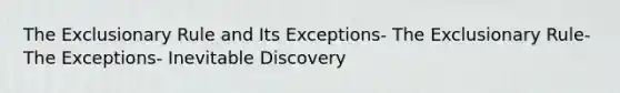 The Exclusionary Rule and Its Exceptions- The Exclusionary Rule- The Exceptions- Inevitable Discovery