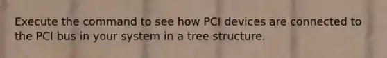 Execute the command to see how PCI devices are connected to the PCI bus in your system in a tree structure.