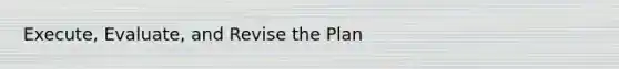 Execute, Evaluate, and Revise the Plan