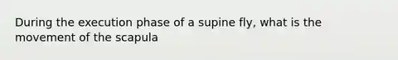 During the execution phase of a supine fly, what is the movement of the scapula