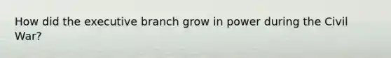 How did the executive branch grow in power during the Civil War?