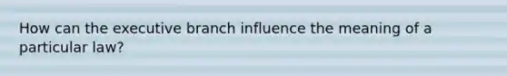 How can <a href='https://www.questionai.com/knowledge/kBllUhZHhd-the-executive-branch' class='anchor-knowledge'>the executive branch</a> influence the meaning of a particular law?