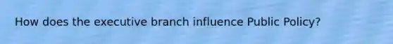 How does the executive branch influence Public Policy?