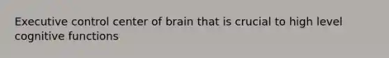 Executive control center of brain that is crucial to high level cognitive functions