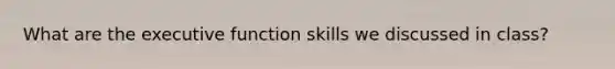 What are the executive function skills we discussed in class?