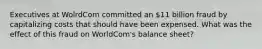 Executives at WolrdCom committed an 11 billion fraud by capitalizing costs that should have been expensed. What was the effect of this fraud on WorldCom's balance sheet?