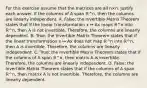 For this exercise assume that the matrices are all n×n. Justify each answer. If the columns of A span ℝ^n​, then the columns are linearly independent. A. False; the Invertible Matrix Theorem states that if the linear transformation x ↦ Ax maps ℝ^n into ℝ^n​, then A is not invertible.​ Therefore, the columns are linearly dependent. B. True; the Invertible Matrix Theorem states that if the linear transformation x ↦ Ax does not map ℝ^n into ℝ^n​, then A is invertible.​ Therefore, the columns are linearly independent. C. True; the Invertible Matrix Theorem states that if the columns of A span ℝ^n​, then matrix A is invertible.​ Therefore, the columns are linearly independent. D. False; the Invertible Matrix Theorem states that if the columns of A span ℝ^n​, then matrix A is not invertible.​ Therefore, the columns are linearly dependent.