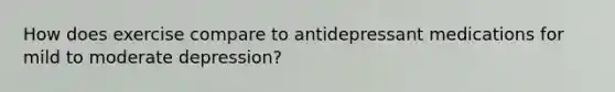 How does exercise compare to antidepressant medications for mild to moderate depression?