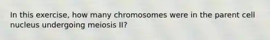 In this exercise, how many chromosomes were in the parent cell nucleus undergoing meiosis II?