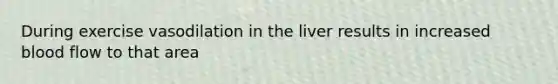During exercise vasodilation in the liver results in increased blood flow to that area